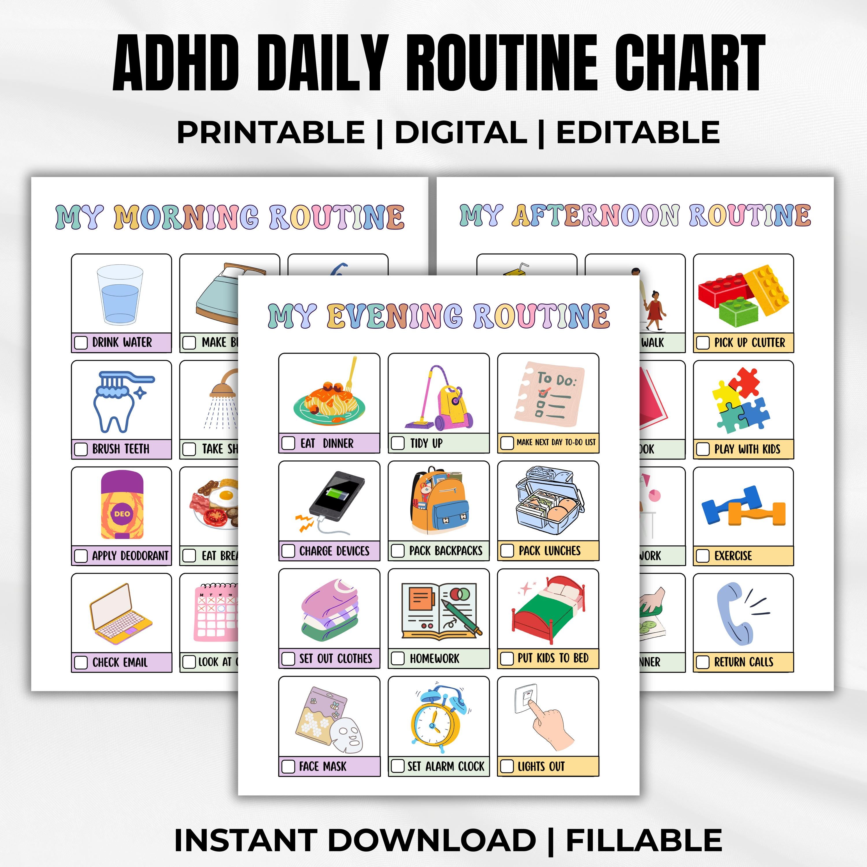 ADHD/ Neurodivergent Daily Visual Schedule, Family Routine Cards ...