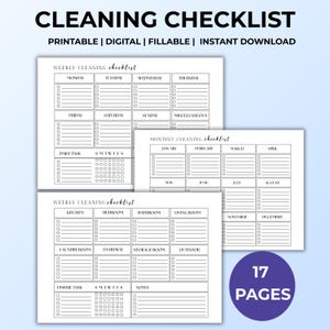 Weekly Cleaning Schedule, Cleaning Checklist, Cleaning To Do List, Simple Editable Cleaning Schedule, Daily Weekly Monthly Cleaning List