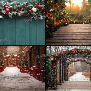Outdoor Christmas Photography Backdrops, Holiday Portrait Backgrounds, Winter Scene Digital Backdrop, Photo Overlays, Festive Photo Editing
