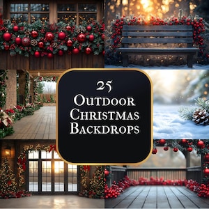 Outdoor Christmas Photography Backdrops, Holiday Portrait Backgrounds, Winter Scene Digital Backdrop, Photo Overlays, Festive Photo Editing