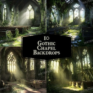 Dark Gothic Chapel Backdrop – Elegant Moody Portrait Background for Photographers – Fantasy & Wedding Photo Overlay