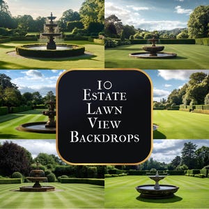 Estate Lawn Digital Backdrop, Scenic Photography Background, Outdoor Garden View Photo Prop for Composites