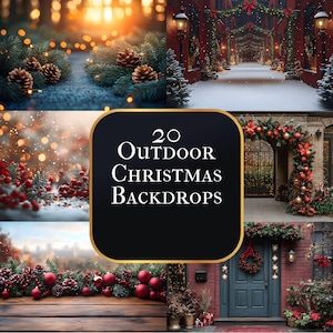 Outdoor Christmas Photography Backdrops, Holiday Portrait Backgrounds, Winter Scene Digital Backdrop, Photo Overlays, Festive Photo Editing