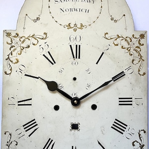 Original Revamped Hand-Painted Grandfather Longcase Clock Dial With Modern Movement