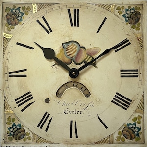 Original Revamped Hand-Painted Grandfather Longcase Clock Dial With Modern Movement