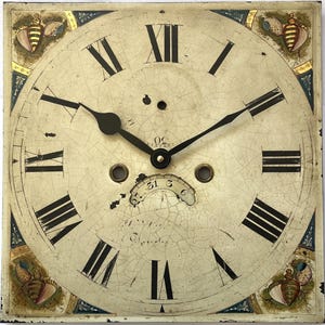 Original Revamped Hand-Painted Grandfather Longcase Clock Dial With Modern Movement