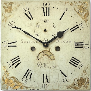 Original Revamped Hand-Painted Grandfather Longcase Clock Dial With Modern Movement