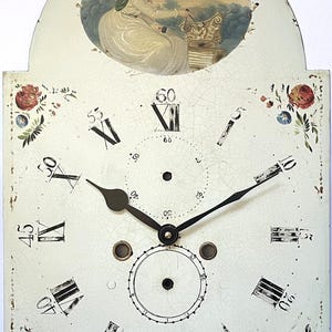 Original Revamped Hand-Painted Grandfather Longcase Clock Dial With Modern Movement