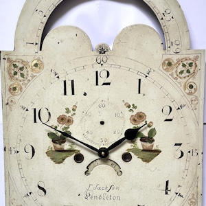 Original Revamped Hand-Painted Grandfather Longcase Clock Dial With Modern Movement