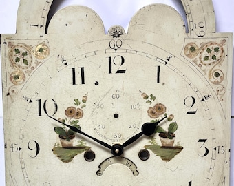 Original Revamped Hand-Painted Grandfather Longcase Clock Dial With Modern Movement