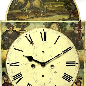 Original Revamped Hand-Painted Grandfather Longcase Clock Dial With Modern Movement