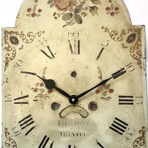 Original Revamped Hand-Painted Grandfather Longcase Clock Dial With Modern Movement