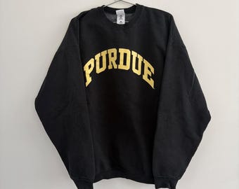 Fruit of the Loom Purdue University Sweatshirt XXL Zwart Goud Ronde hals
