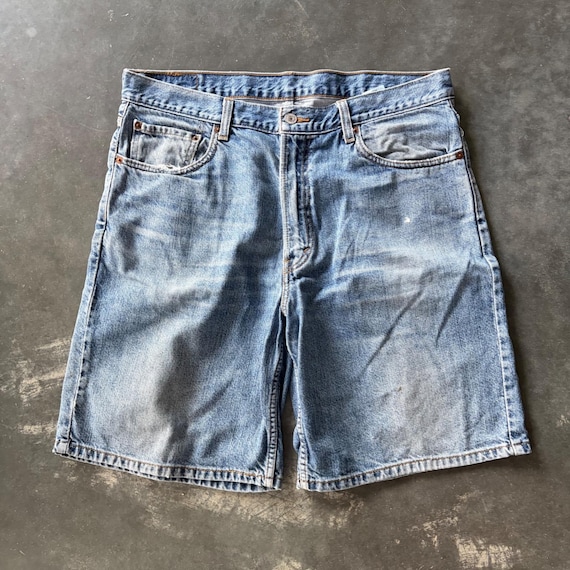 Vintage Levis 550 Relaxed Fit Denim Jean Shorts Light Wash Mens 36
