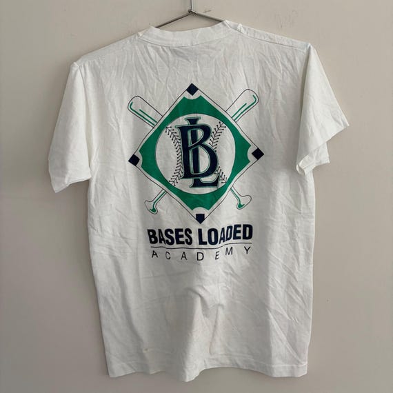 Bases Loaded Academy Baseball Graphic T-Shirt White Mens Medium