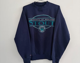 Jansport University of Wisconsin Stout Sweatshirt Marineblauw Vintage XL