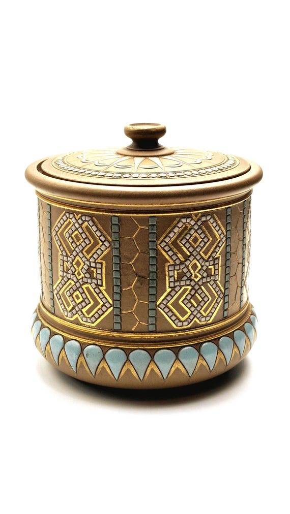 Doulton Lambeth Silicone Ware Tobacco Jar C1880-1895
