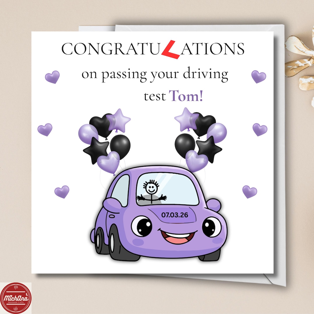 P Sign Driver Congratulations Personalised Congratulations on Passing Your Driving Test Card - Etsy