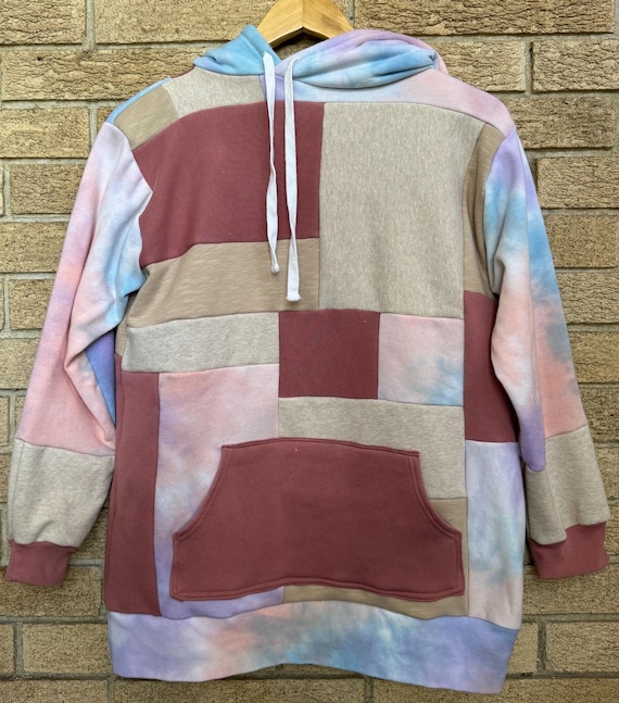 Handmade Upcycled Patchwork Hoodie | Reworked Hoodie | Hippie Patchwork Hoodie | Small | Sustainable Fashion | Streetwear | Festival