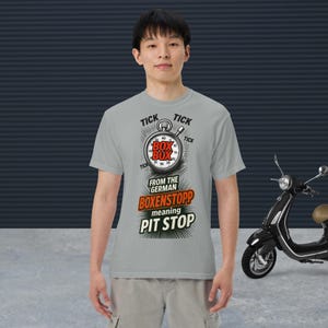 Formula Uno F1 BOX BOX T-shirt unisex pesante tinta in capo