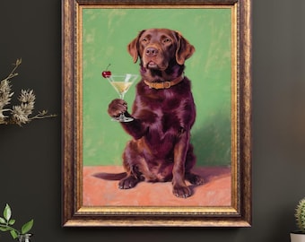 Lab Art | Dog| Bar Cart Print | Trendy wall art | Digital print | Dog cocktail art | Cheers| digital download | Dog Art | Labrador