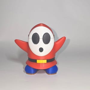 Shy Guy 3D Printed Figure - Red collectible toy for Retro Video Game Fans - Handmade - 3D Printed Nintendo - 3D Printed Gaming Collectible