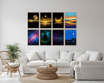 Abstract Wall Art Set 8 Piece Boho Decor Prints living room decor modern wall art digital prints (Digital Download)