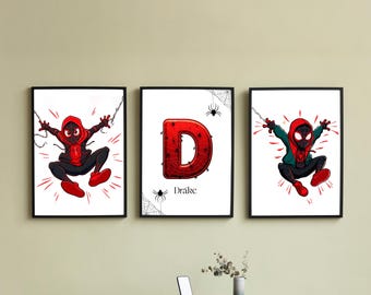 Spiderman Nursery Decor Prints Personalized Superhero Name Art (Digital Download)