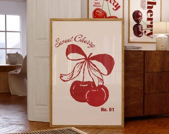 Sweet Cherry Art Print: Vintage Kitchen Wall Decor (Digital Download)