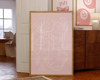 Summer Dreams Sketch Poster: Pink Summer Doodle Art Print (Digital Download)