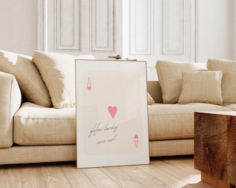 Ace of Hearts Print | Minimalist Blush Pink Wall Art (Digital Download)