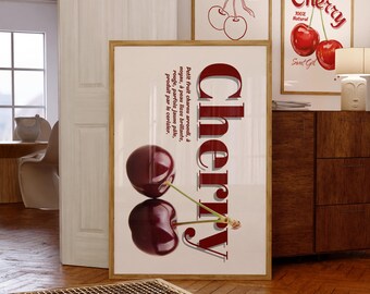Red Cherry Poster: Food Typography (Digital Download)