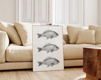 Halftone Fish Art Print: Modern Summer Wall Decor (Digital Download)