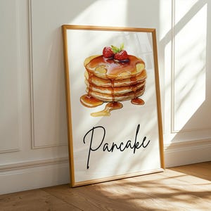 Pfannkuchen Digitaldruck - Küchen Wandkunst - Frühstück Dekor - Lebensmittel Kunstdruck - Pfannkuchen Liebhaber Geschenk - Kulinarischer Druck