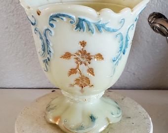 antique slag glass cup vase, vintage victorian glass cup, vintage glass vase  *Repaired