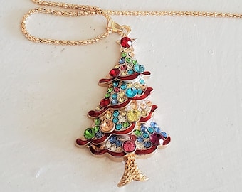 rhinestone Christmas tree, jewelry supply for bouquet crafts, Christmas necklace, rhinestones