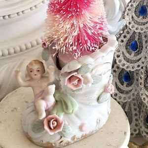 vintage Shabby baby shoe planter, roses planter, china planter