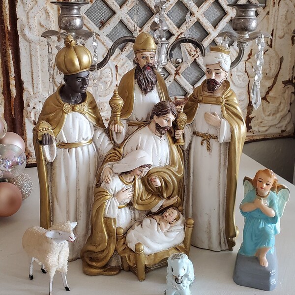 All White Nativity Scene Etsy