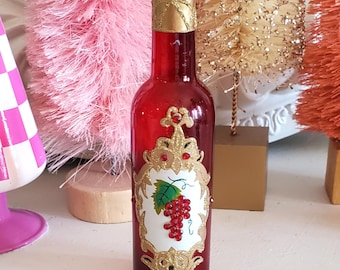 Let's have a glass of wine ornament, wine bottle ornament, liquor