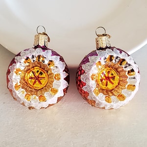 vintage indent ornaments, made in Germany, set of 2 glass Christmas ornaments