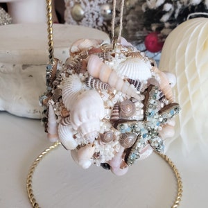 Seashell ball ornament, Christmas ornament, vintage seashells, FULL of SEASHELLS!