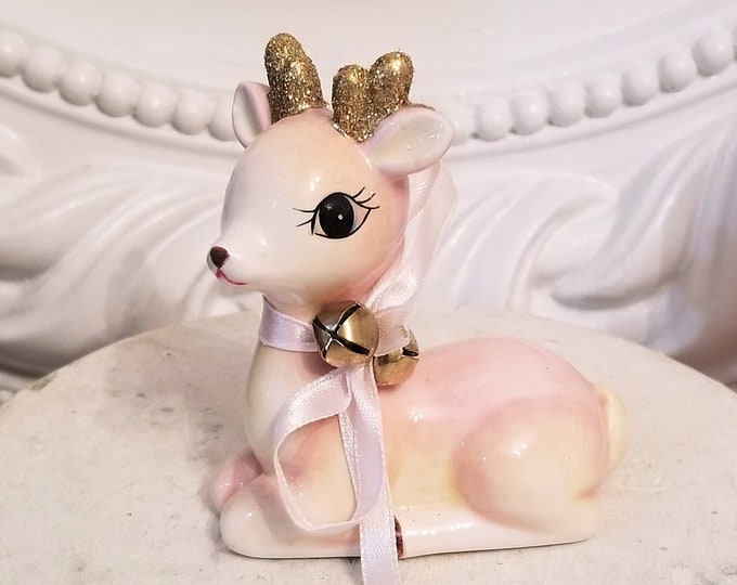 Pink Deer Ornament Vintage Style Ornament Christmas Etsy