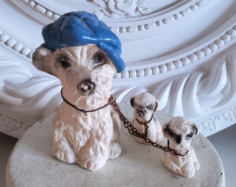 cute Vintage dog chalkware statue, dog figurine, dog set, dog figure, plaster dog, vintage puppies