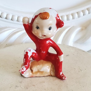 vintage Christmas pixie, vintage elf figurine, christmas elf, miniature pixie