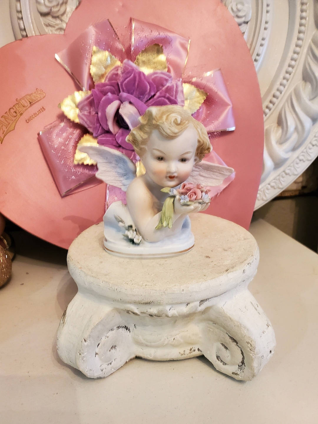 Vintage Lefton Porcelain Angel Bust Statue Angel Figure Etsy
