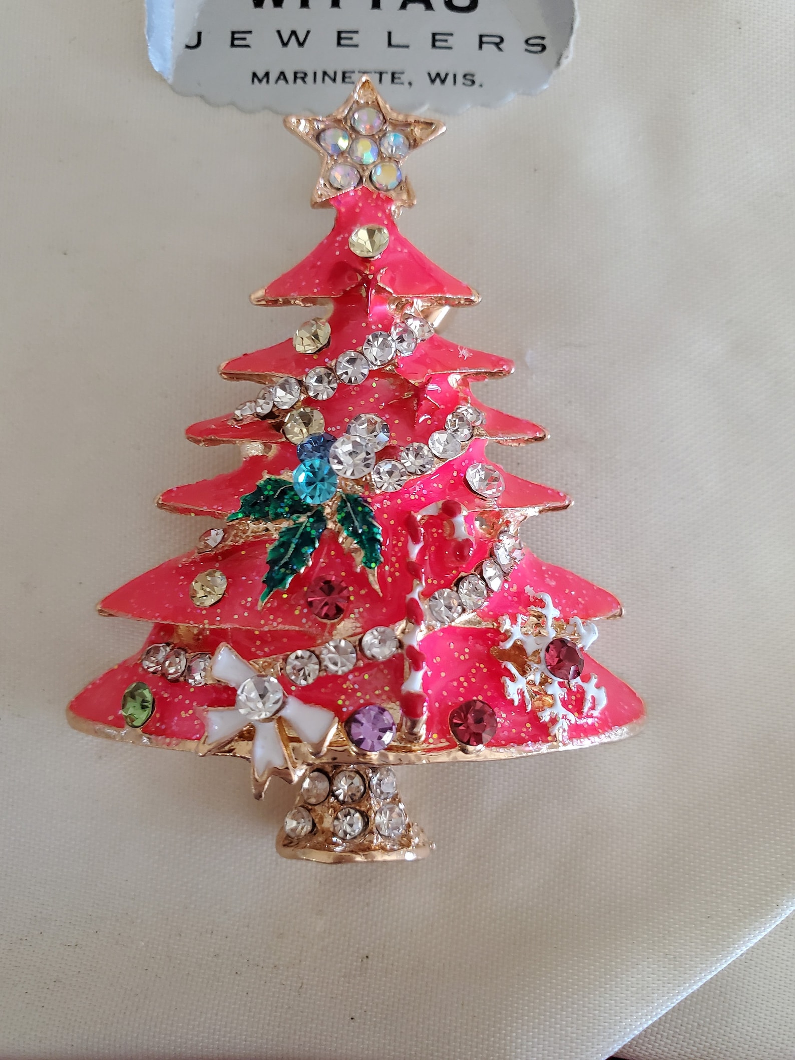 Rhinestone Pin Brooch Vtg Style Christmas Tree, Jewelry Supply Brooch ...