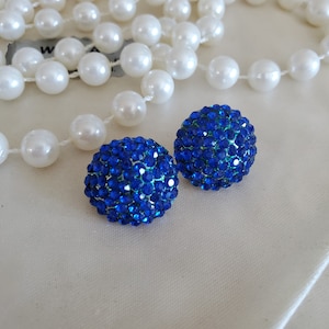 rhinestone blue clip on earrings