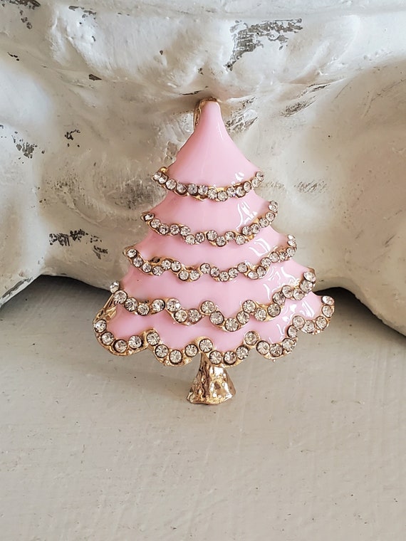 rhinestone christmas brooch