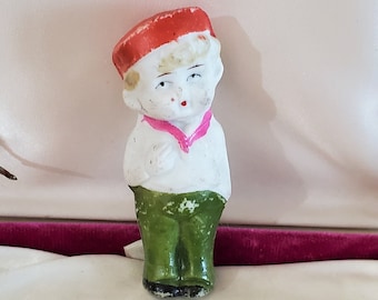 vintage bisque baby miniature doll *  BOY MiJ, frozen charlotte, vintage doll, porcelain doll