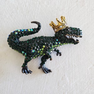 Dinosaur rhinestone brooch, Tyrannosaurus jewelry, T Rex, jewelry supply brooch